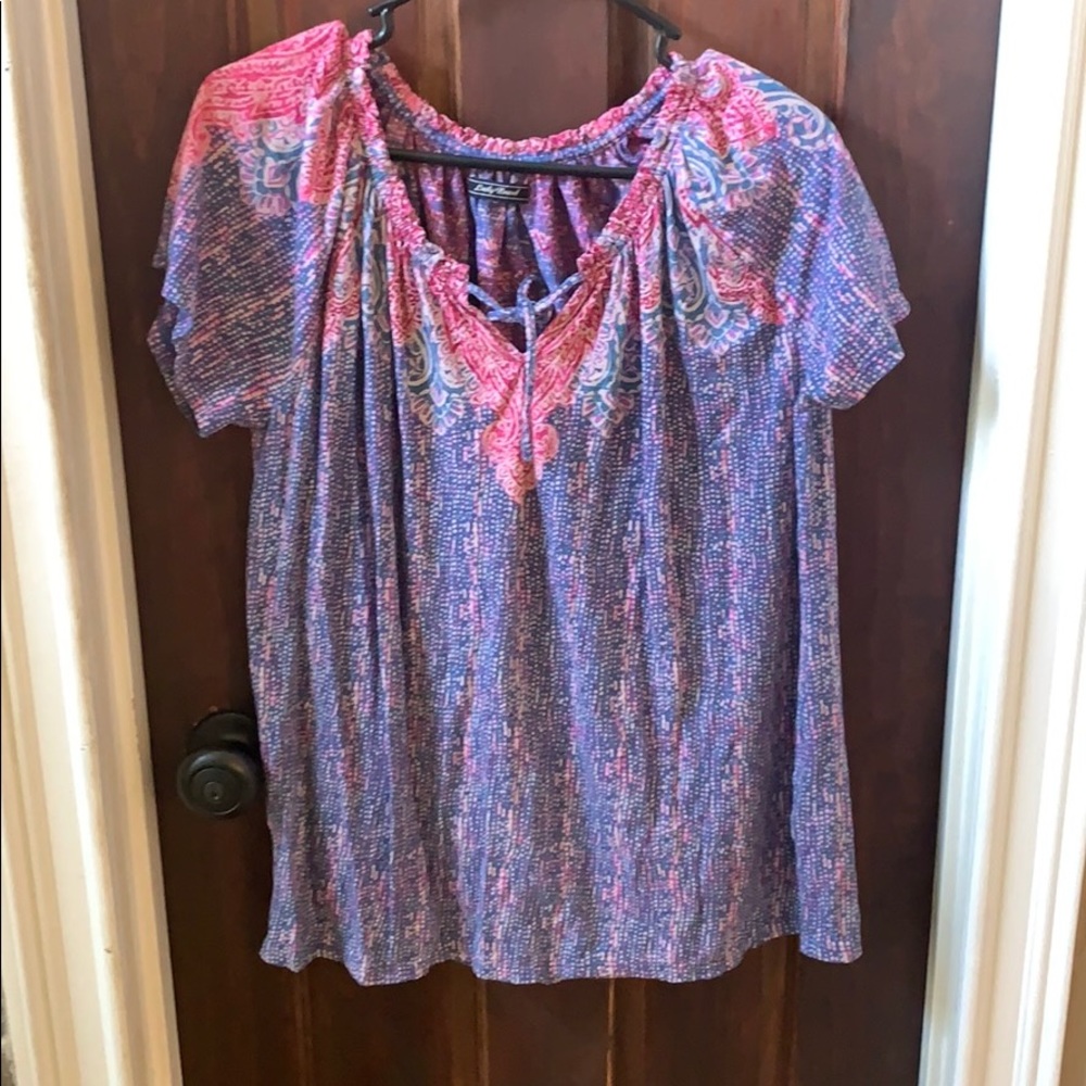Lucky brand cap sleeve top peasant size 1x